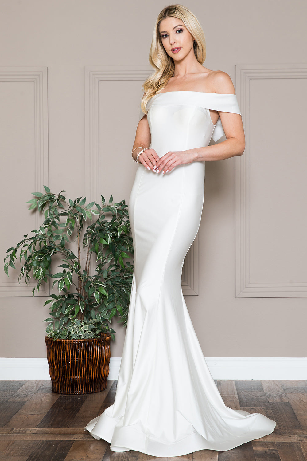 Off Shoulder Mermaid Fitted Long Evening & Wedding Dress AC373