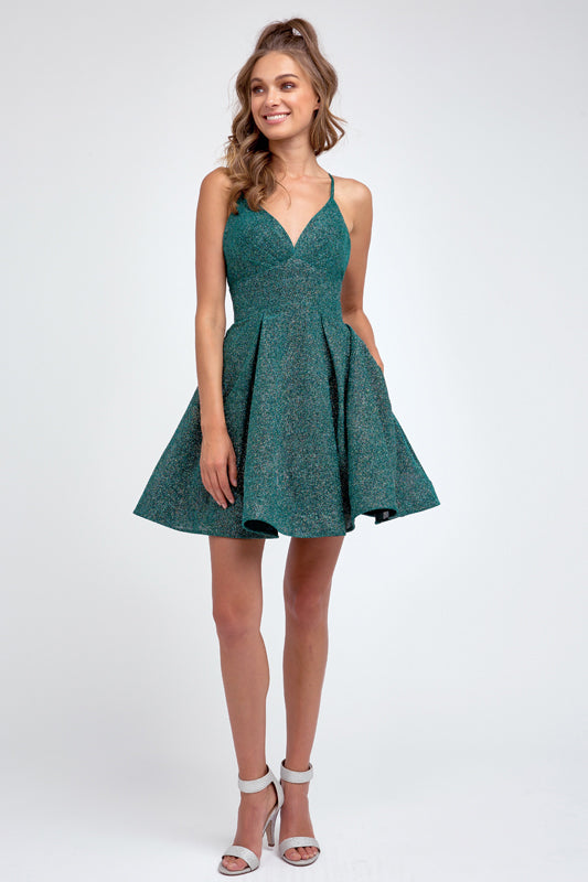 Glitter fit and flare short dress