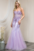Strapless Sweetheart Embroidered Bodice Mermaid Long Wedding & Evening Dress AC774
