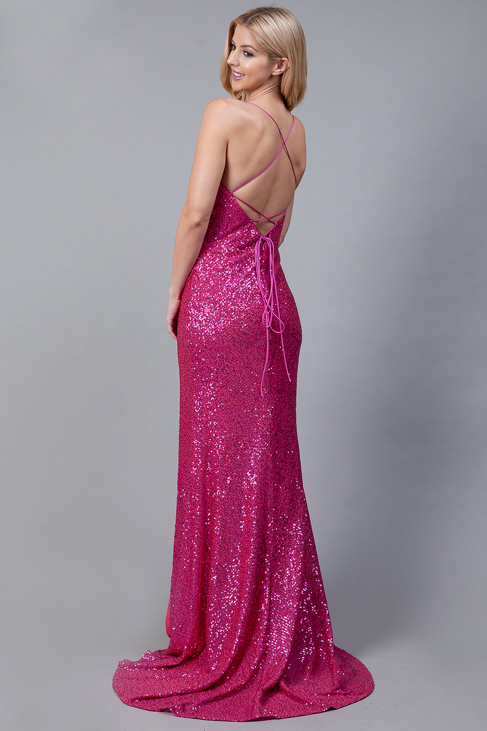 Spaghetti Strap Sequins Zipper Back Long Prom Dress