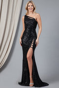 Embellished Sequins One Shoulder Long Prom Dress AC5041