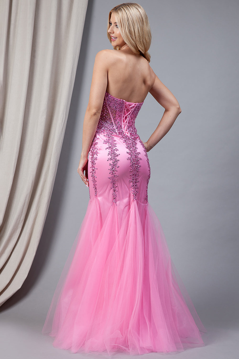 Strapless Sweetheart Embroidered Bodice Mermaid Long Wedding & Evening Dress AC774