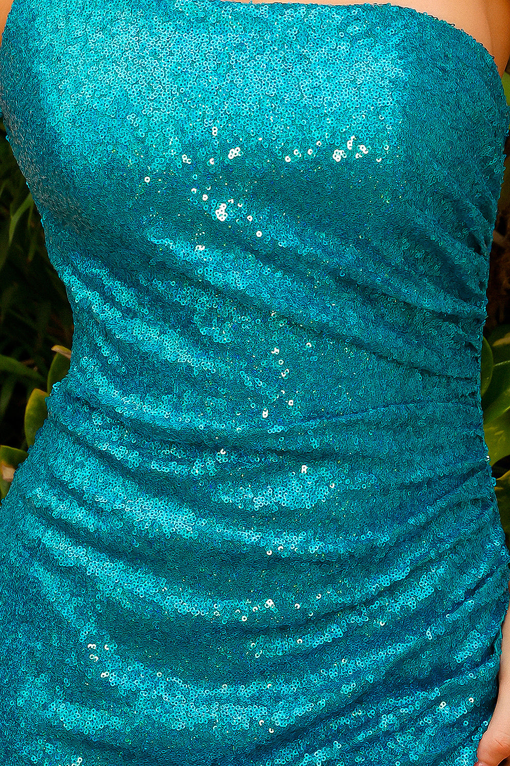 One Shoulder Embroidered Sequin Open Back Short Cocktail & Homecoming Dress ACBZ030S