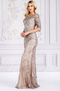 Embroidered Lace Trumpet Sheer 3/4 Sleeves Long Mother Of The Bride Dress AC7045 Sale