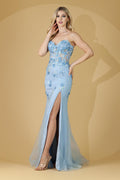 3D Flowers Sweetheart Sheer Back Side Slit Long Prom Dress ACBZ9019