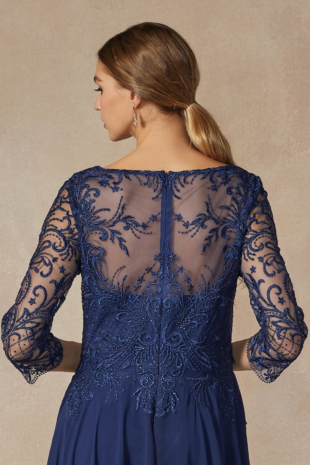 Embroidered Lace Beaded Bodice Long Mother Of The Bride Dress JTM11 Sale