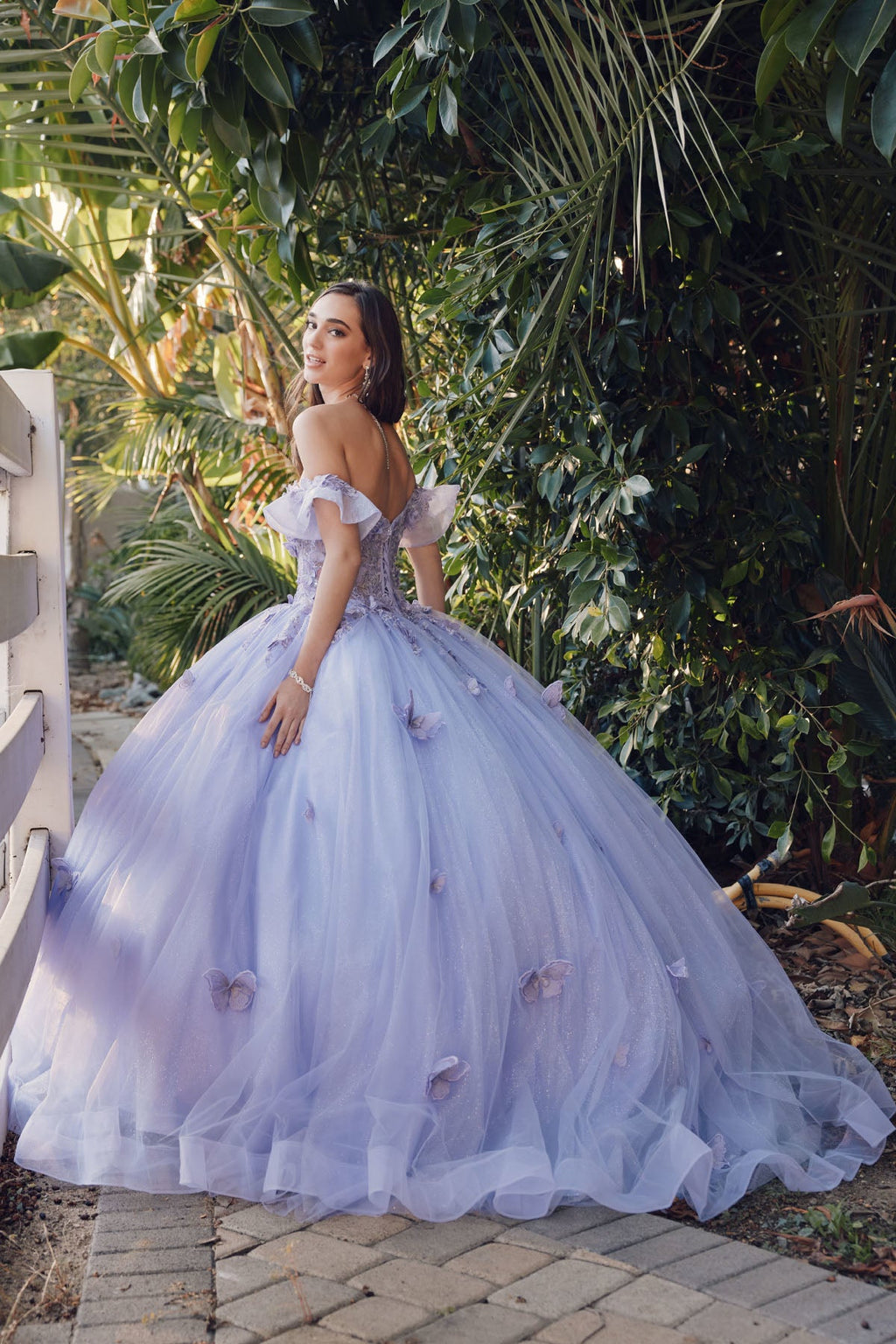 Off Shoulder Embroidered Lace Bodice Long Quinceanera Dress JTJT1448J