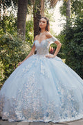 Off Shoulder Embroidered Lace Glitter Long Quinceanera Dress JTJT1458J