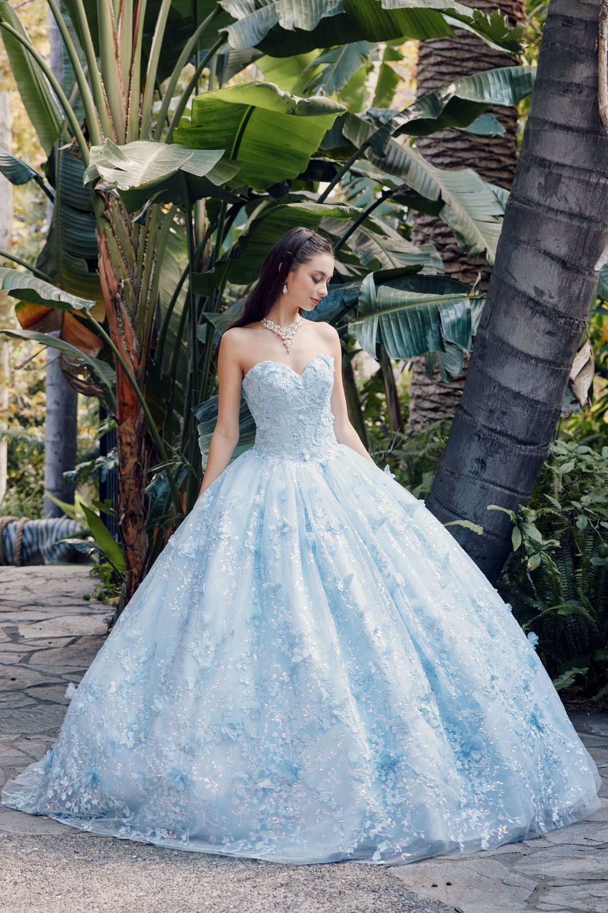 Sweetheart Tulle Embroidered Lace Long Quinceanera Dress JTJT1449J