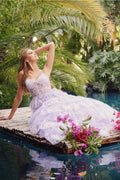 Ruffle Tulle Lace Sequin Sheer Corset Bodice Sweetheart Neckline Prom Dress JTJT2454K