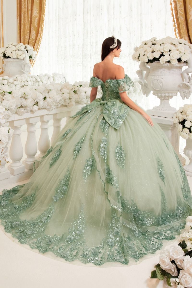 FLORAL OFF THE SHOULDER QUINCE BALL GOWN CD15701