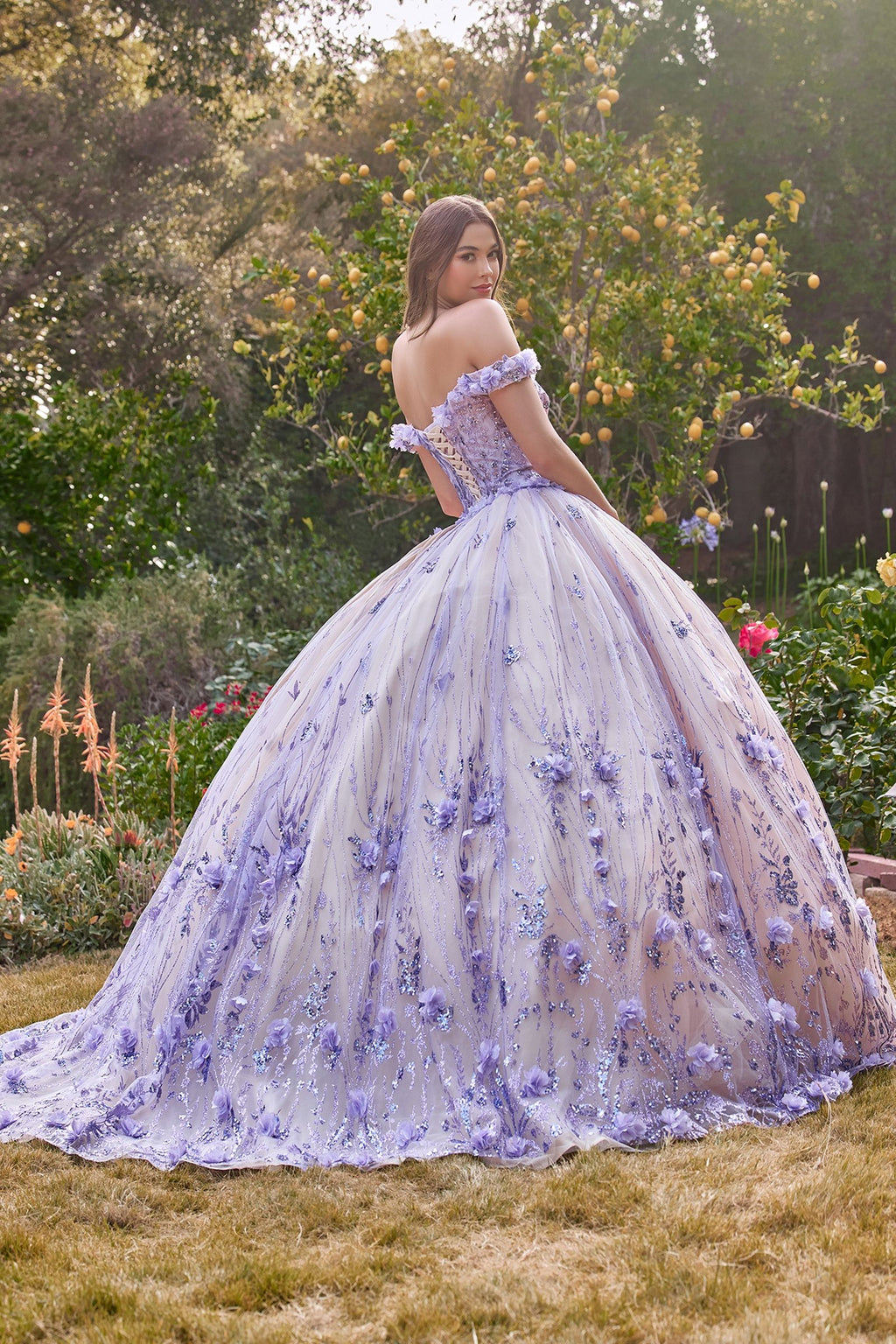 OFF THE SHOULDER QIUNCEANERA FLORAL BALL GOWN CD15704