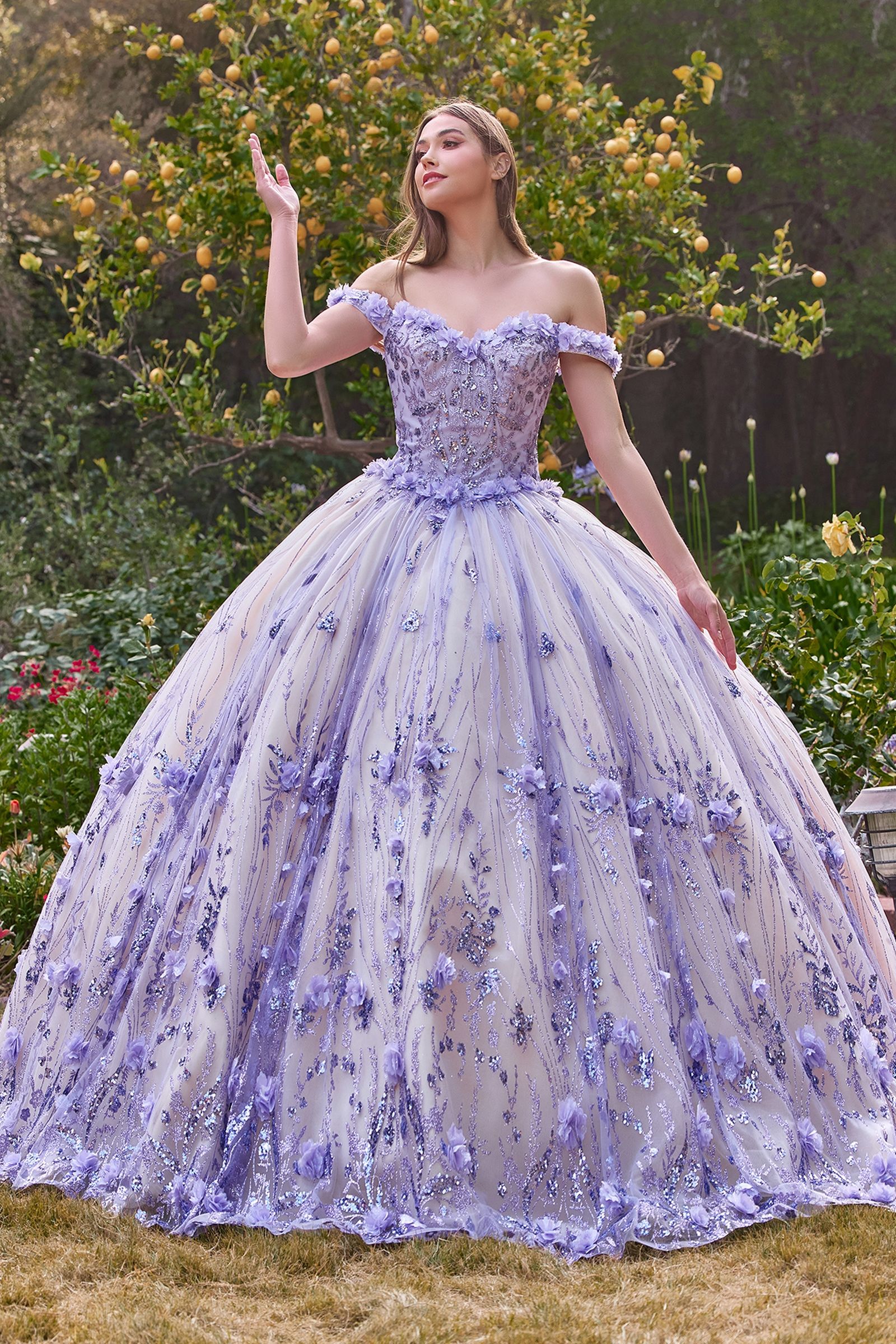 OFF THE SHOULDER QIUNCEANERA FLORAL BALL GOWN CD15704