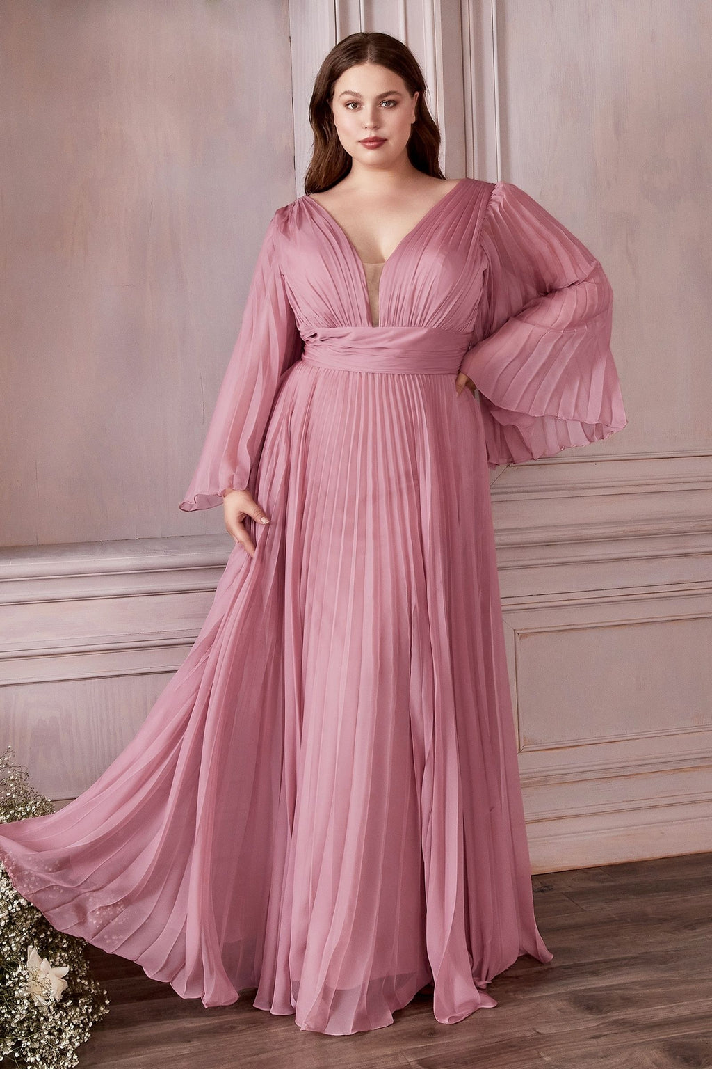 Chiffon Gown, Long Sleeve CDCD242C
