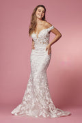 Off-Shoulder Lace Floral Wedding Gown NXC439W