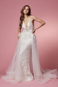 Lace & Beads Embroidered Mermaid Long Wedding Dress NXF485W