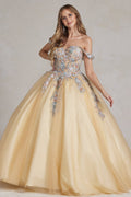 Off Shoulder Embroidered Lace Bodice Long Quinceanera Dress NXJU809