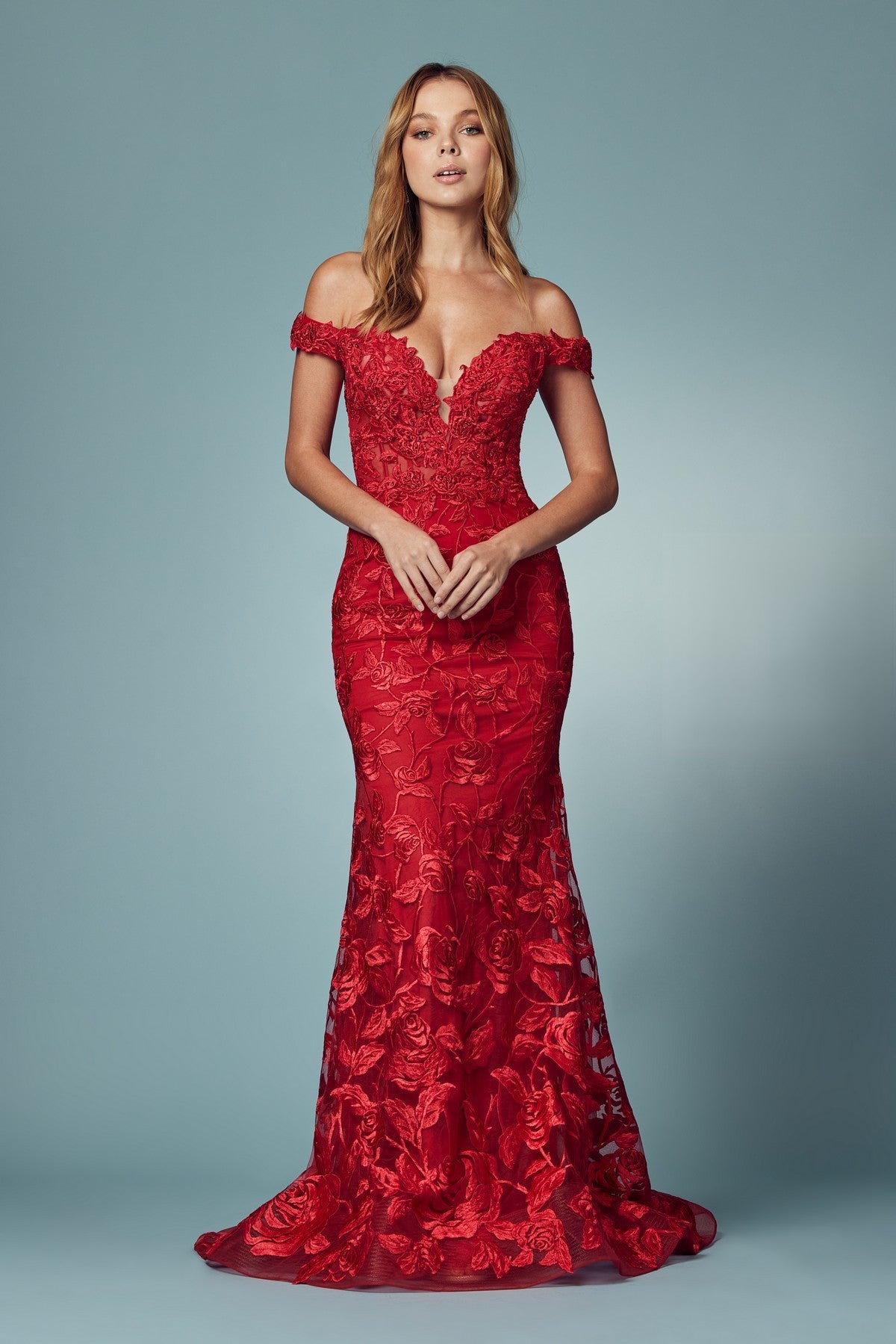 Off Shoulder Boho Inspired Mermaid Long Evening Dress NXC439