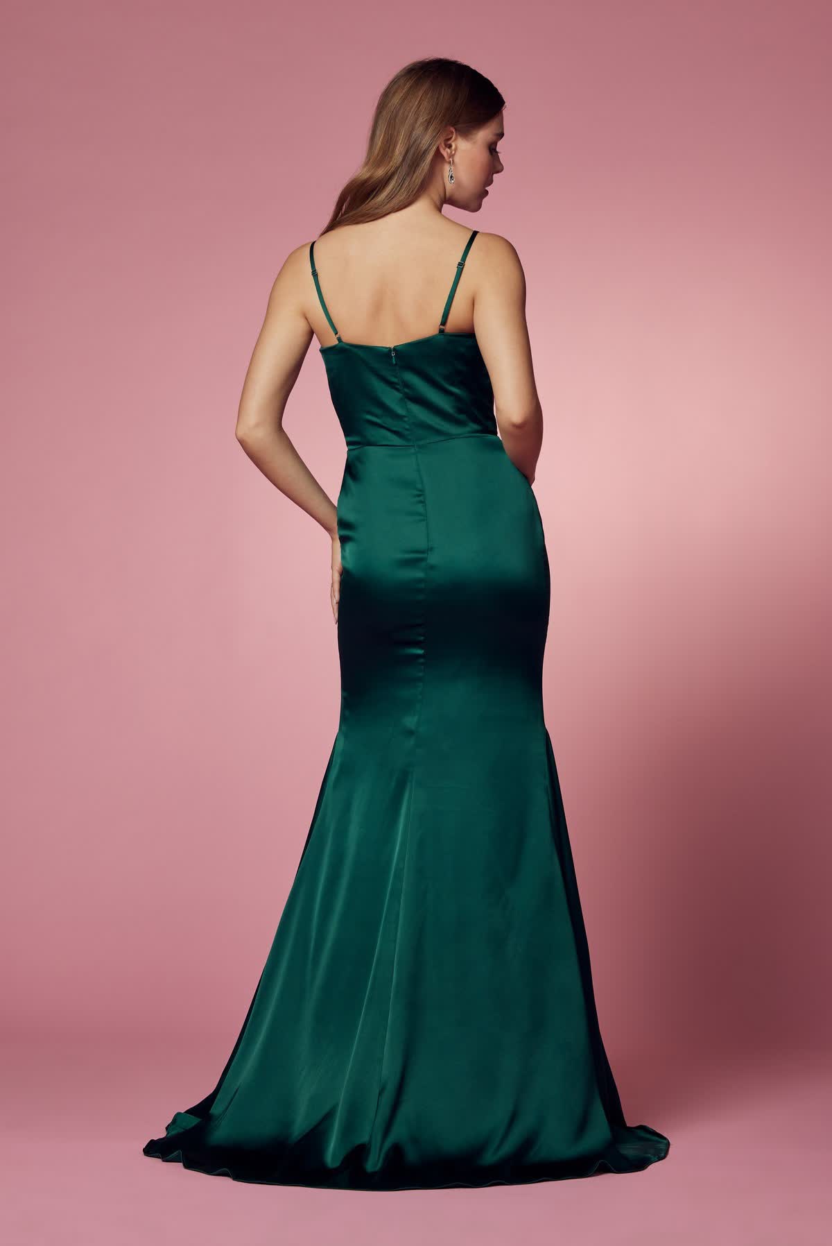 Open Back Spaghetti Straps Long Bridesmaid & Prom Dress NXR1026