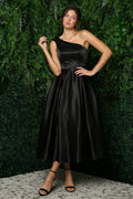 One Shoulder Satin Open Back Midi Evening & Prom Dress NXJE931 Sale