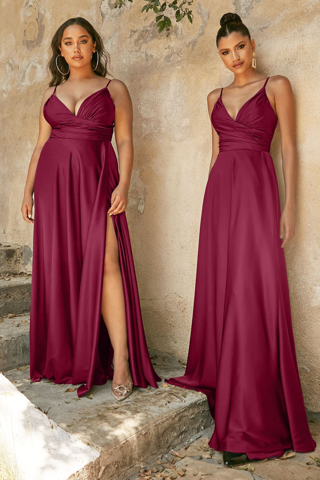 SWEETHEART NECKLINE SOFT SATIN A-LINE CURVY FIT CD7485C