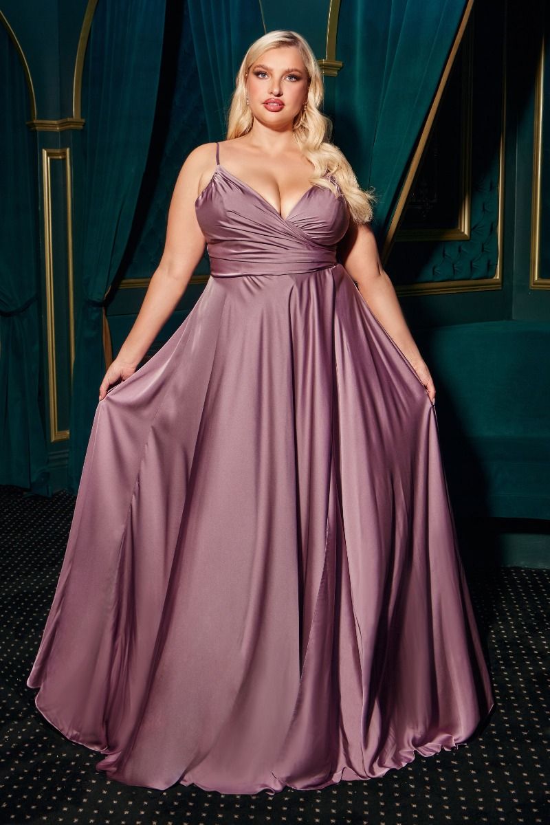 SWEETHEART NECKLINE SOFT SATIN A-LINE CURVY FIT CD7485C