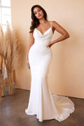 TIE-BACK SASH CHARMEUSE MERMAID GOWN CD7487W