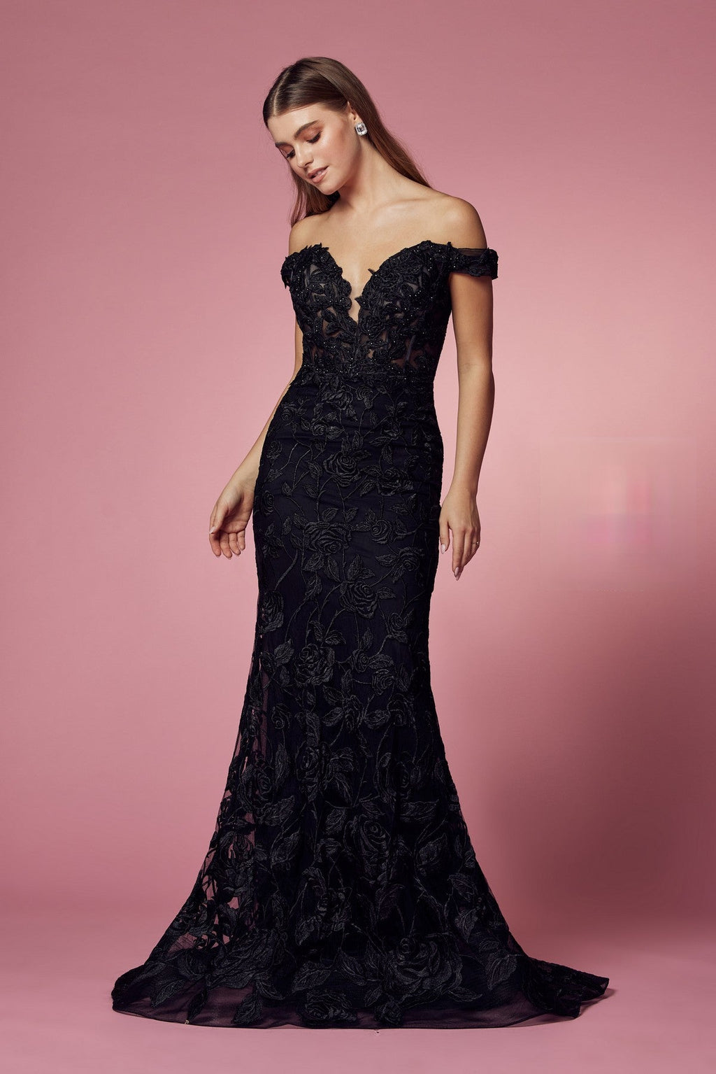 Off Shoulder Boho Inspired Mermaid Long Evening Dress NXC439