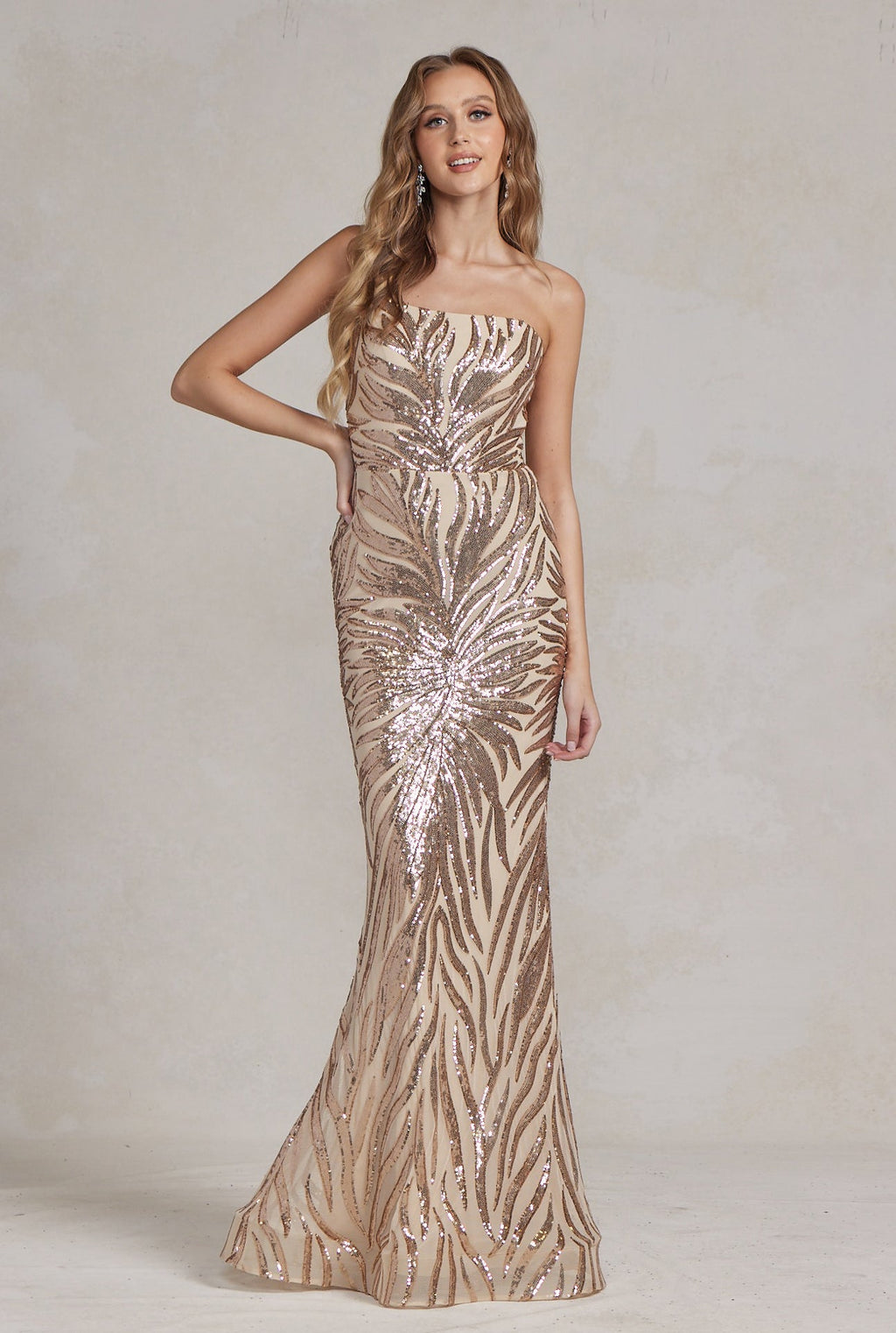 Mermaid Embroidered Sequins One Shoulder Long Evening Dress NXR1204
