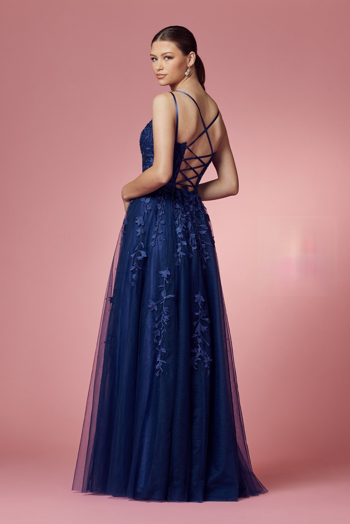 Floral Design Spaghetti Straps Long Bridesmaid & Prom Dress NXC415