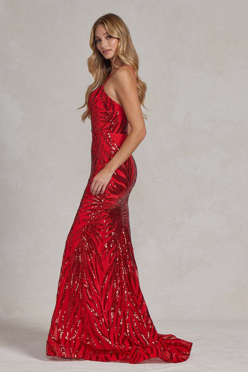Embroidered Sequins Sweetheart Open Back Mermaid Long Evening Dress NXR1072