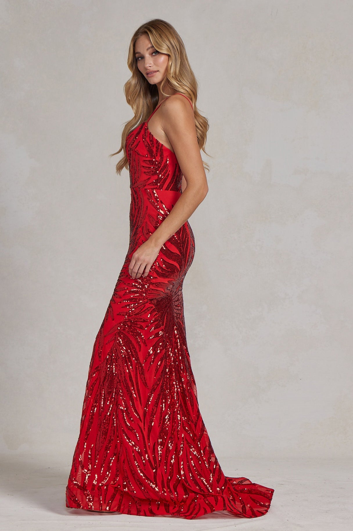 Embroidered Sequins Sweetheart Open Back Mermaid Long Evening Dress NXR1072