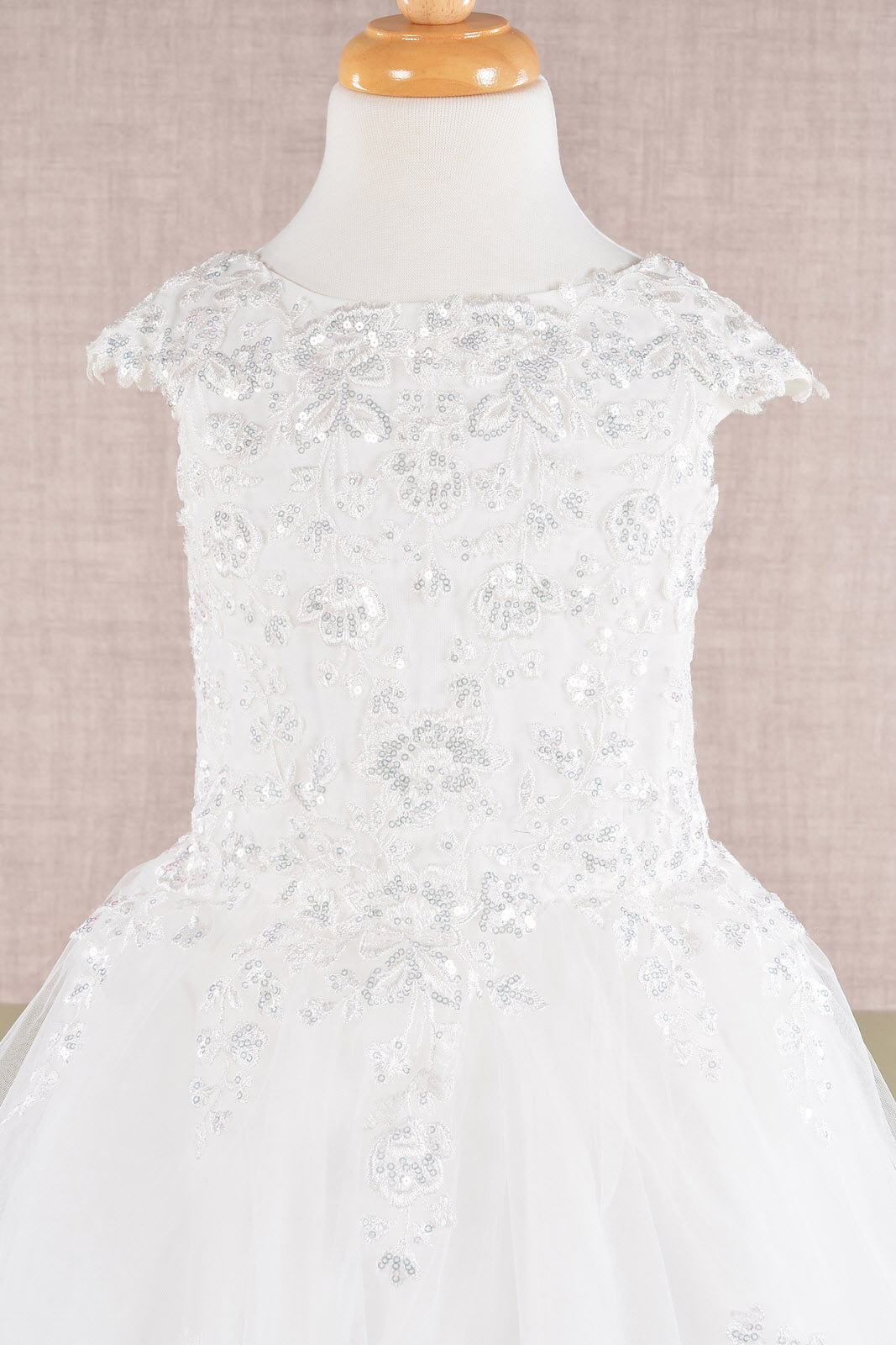 Sequin Embroidery Long Back Hem Mesh A-Line Quinceanera Kids Dress GLGK108