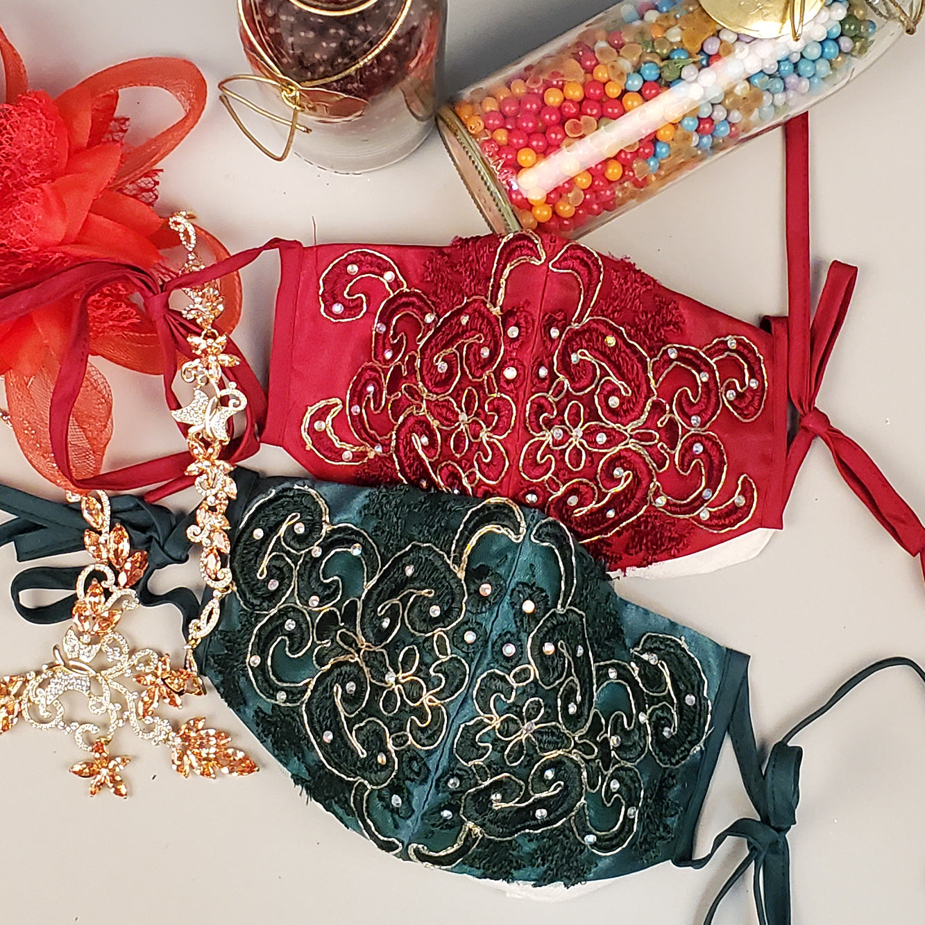 Embroidered Mesh Strap Satin w/ Mesh Tail Quinceanera Dress - Mask Not Included GLGL1930