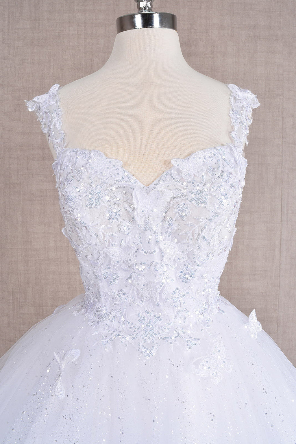 Butterfly Applique Sequin Mesh Babydoll w/ Sheer Straps Short Homecoming Dress GLGS3186