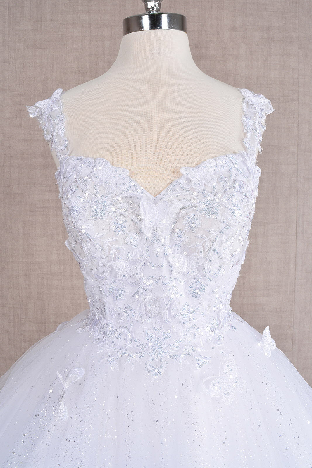 Butterfly Applique Sequin Mesh Babydoll w/ Sheer Straps Short Homecoming Dress GLGS3186