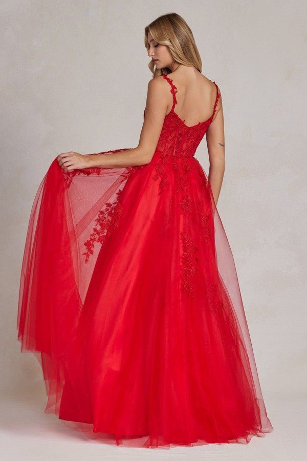 A-Line Embroidered Bodice Sweetheart Open Back Long Prom Dress NXT1082 - PrimePick