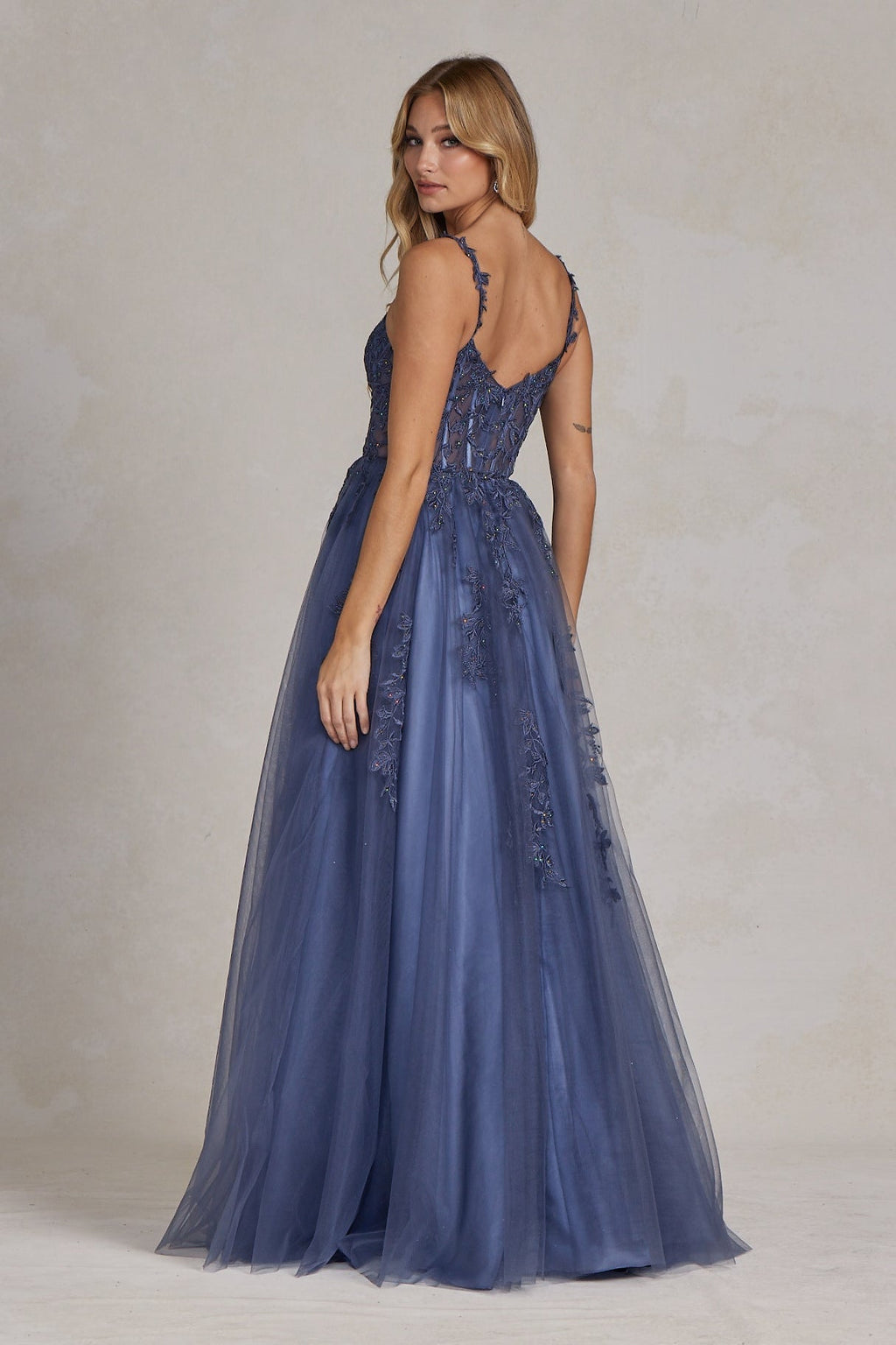 A-Line Embroidered Bodice Sweetheart Open Back Long Prom Dress NXT1082 - PrimePick