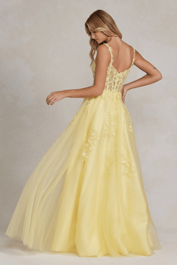 A-Line Embroidered Bodice Sweetheart Open Back Long Prom Dress NXT1082 - PrimePick