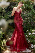 Fitted Mermaid Sequin Embellished Beaded Lace Applique Long Prom & Bridesmaid Dress CDA1118