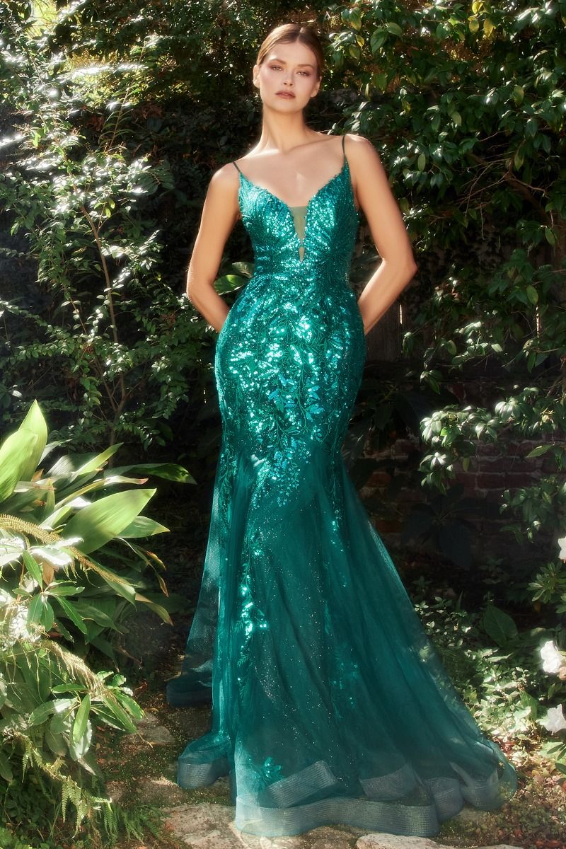Fitted Mermaid Sequin Embellished Beaded Lace Applique Long Prom & Bridesmaid Dress CDA1118