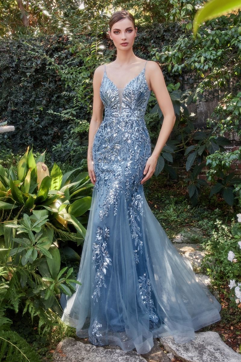 Fitted Mermaid Sequin Embellished Beaded Lace Applique Long Prom & Bridesmaid Dress CDA1118
