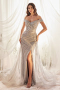 Silver Siren Embellished Beads With Overskirt Long Mother Of The Bride Dress CDA1182