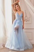Alicia Floral Embroidery Tender V-neck Open Back A-line Long Prom & Bridesmaid Dress CDA1191