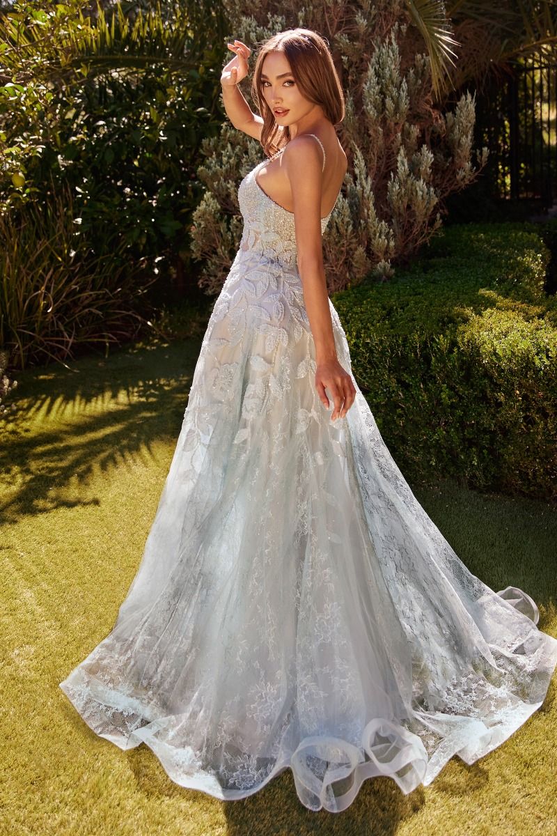 FLORAL MOTIF BEADED A-LINE DRESS CDA1235