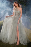 ONE SHOULDER TULLE A-LINE DRESS CDA1259