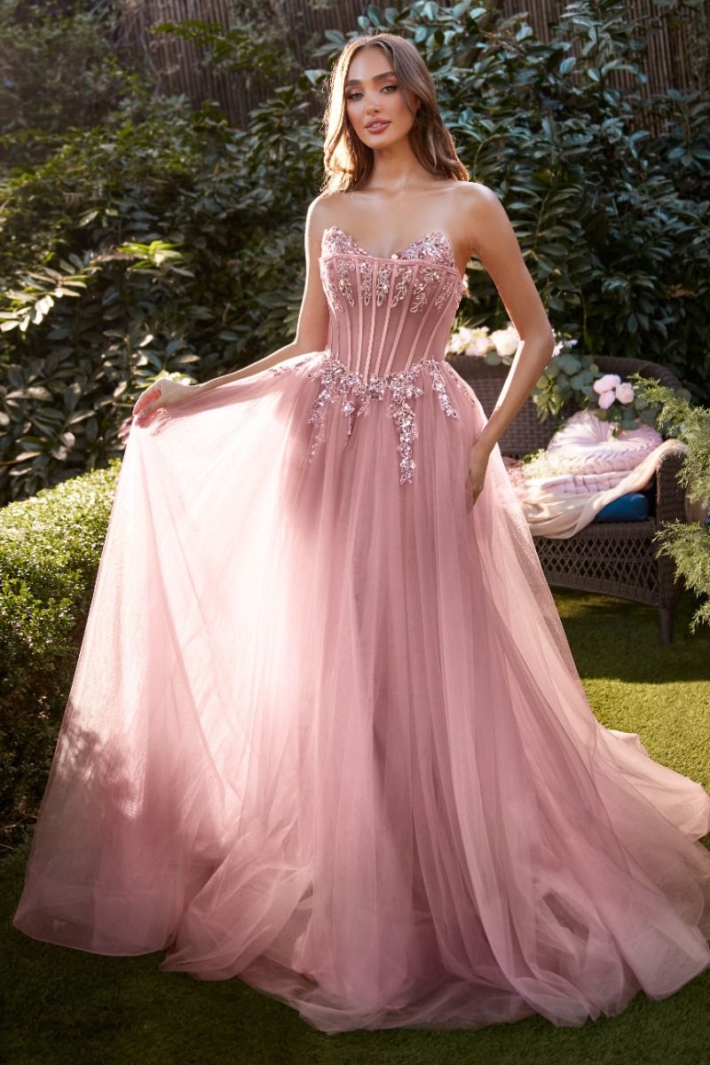 STRAPLESS A-LINE CORSET GOWN CDA1267
