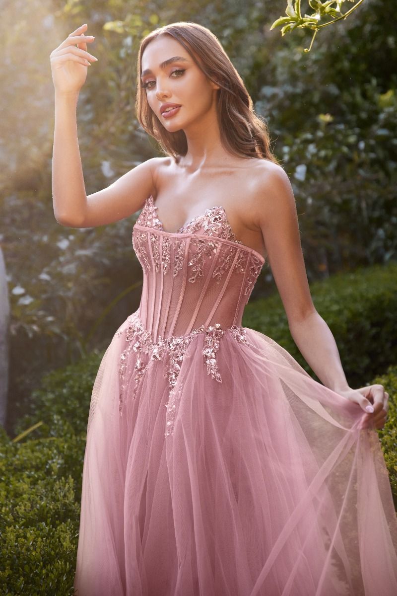 STRAPLESS A-LINE CORSET GOWN CDA1267