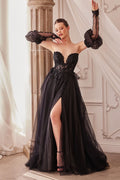 STRAPLESS A-LINE LAYERED TULLE GOWN CDA1303