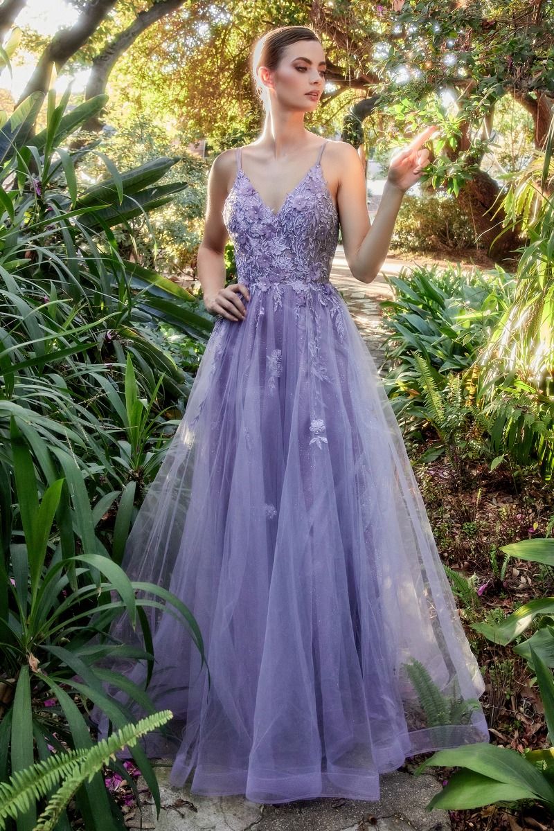 Alicia Floral Embroidery Tender V-neck Open Back A-line Long Prom & Bridesmaid Dress CDA1191 - PrimePick